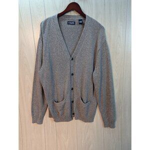Chaps Gray Cotton Chunky Knit Button Cardigan Sweater XL Comfy Regular Casual
